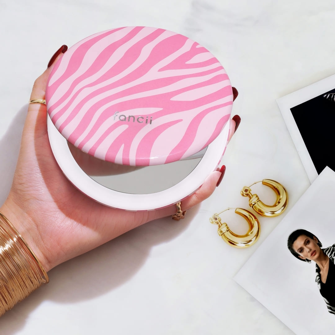 Taylor LED Compact Mirror | Blush Zebra